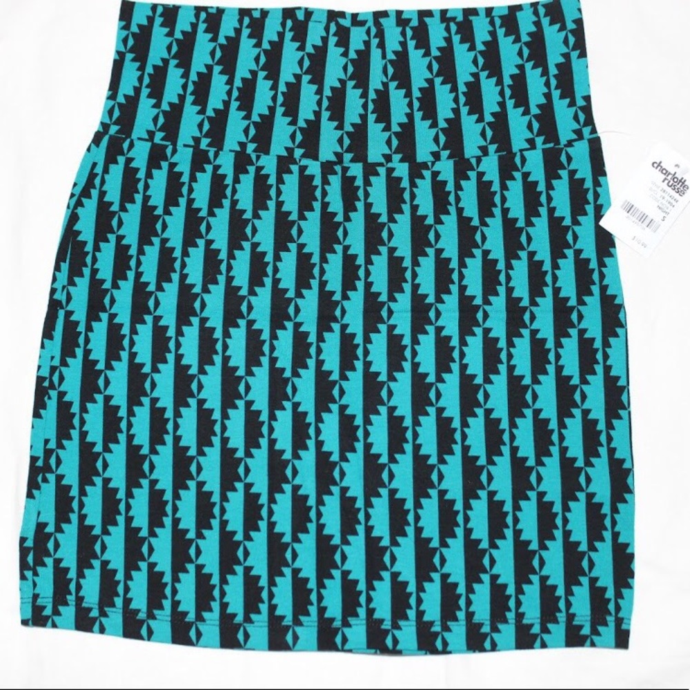 NWT Charlotte Russe Teal Print Bodycon Mini Skirt